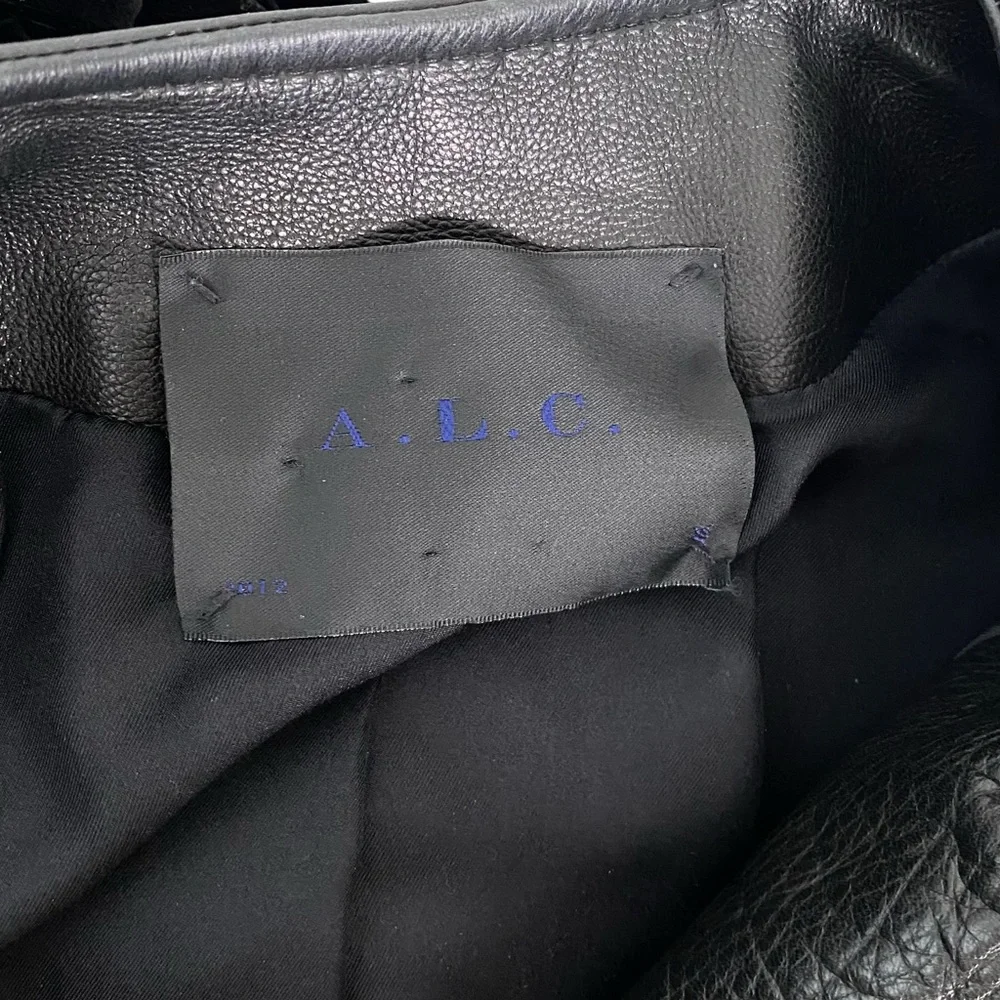 A.L.C. Black Leather‎ Asymmetrical Zip Jacket Leonardo